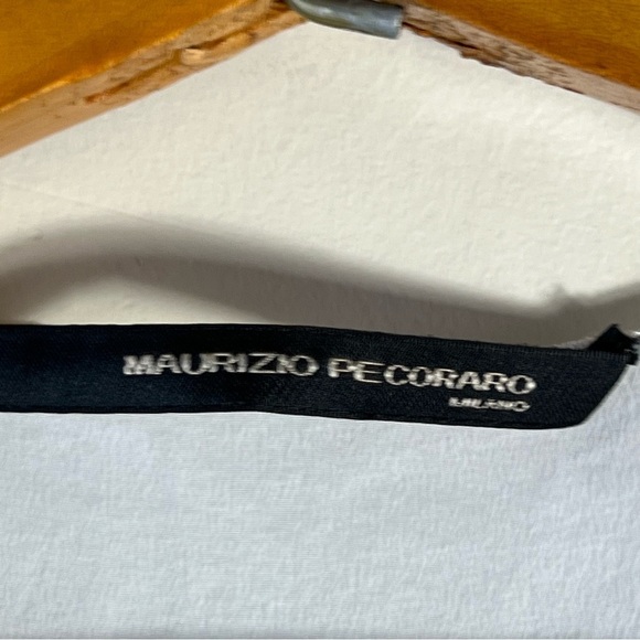 Maurizio Pecoraro Milano Sleeveless Blouse Light Blue Silk Top Italy Minimalist - Picture 9 of 10